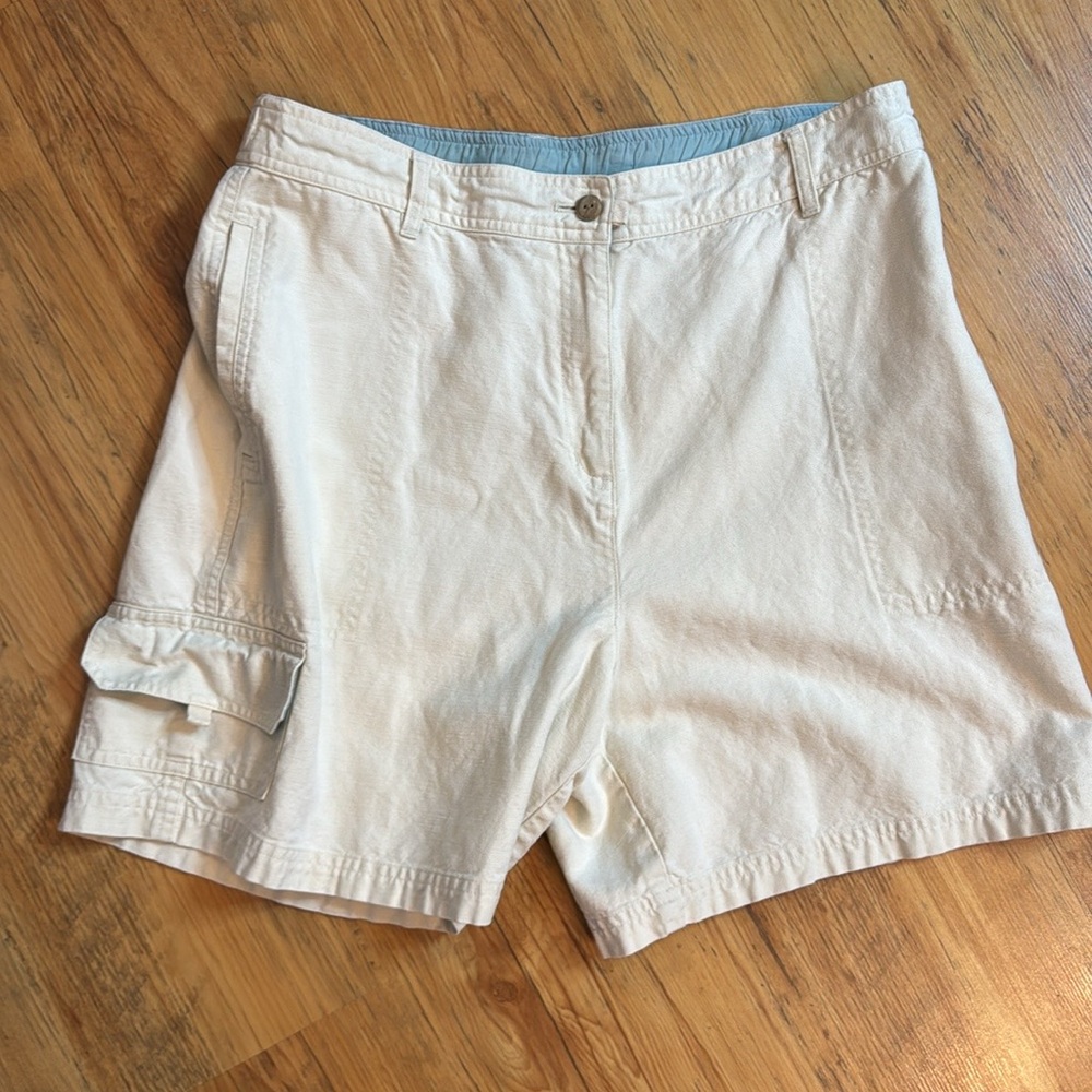 J.Jill Linen Cargo Shorts Cream Sz 14 Women’s